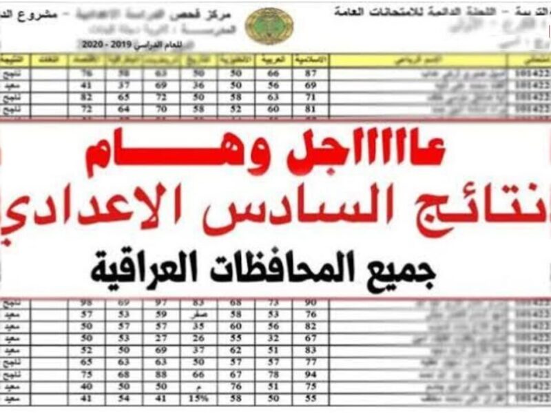 ظهرت الآن نتائج السادس الإعدادي العراق 2024 الدور الأول في عموم المحافظات عبر موقع نتائجنا